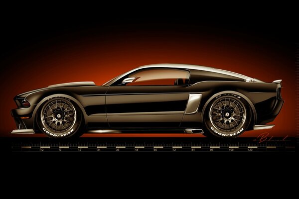 Тюнингованный Ford Mustang с горячими стержнями