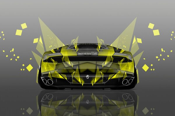 Зеленая lamborghini на сером фоне