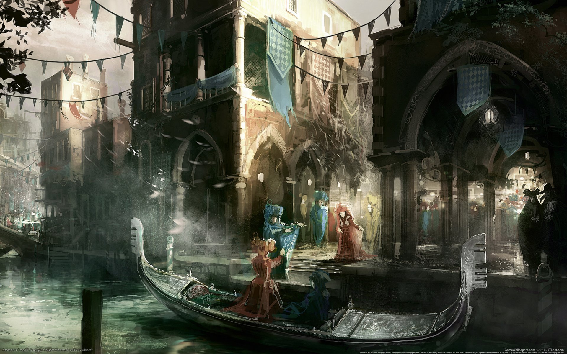 assassins creed город венецыя люди канал лодка